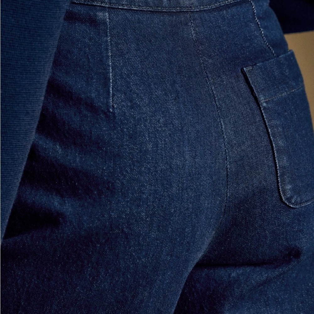 NWT Sézane Marino Trousers Flare Jeans with Buttons - Picture 2 of 9
